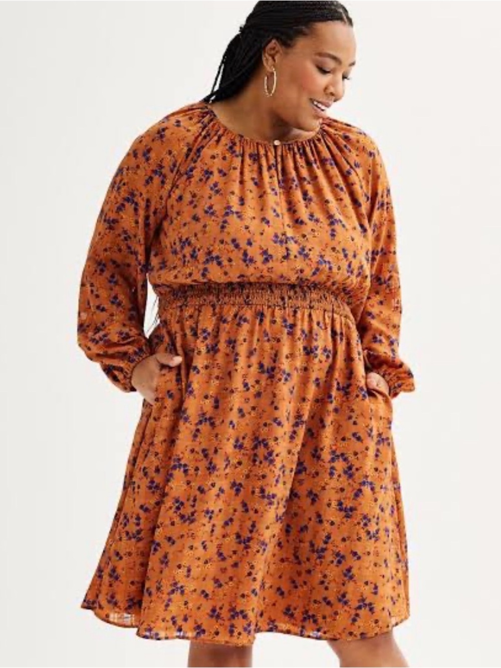 Draper James RSVP Floral Smocked Waist Casual Dress
